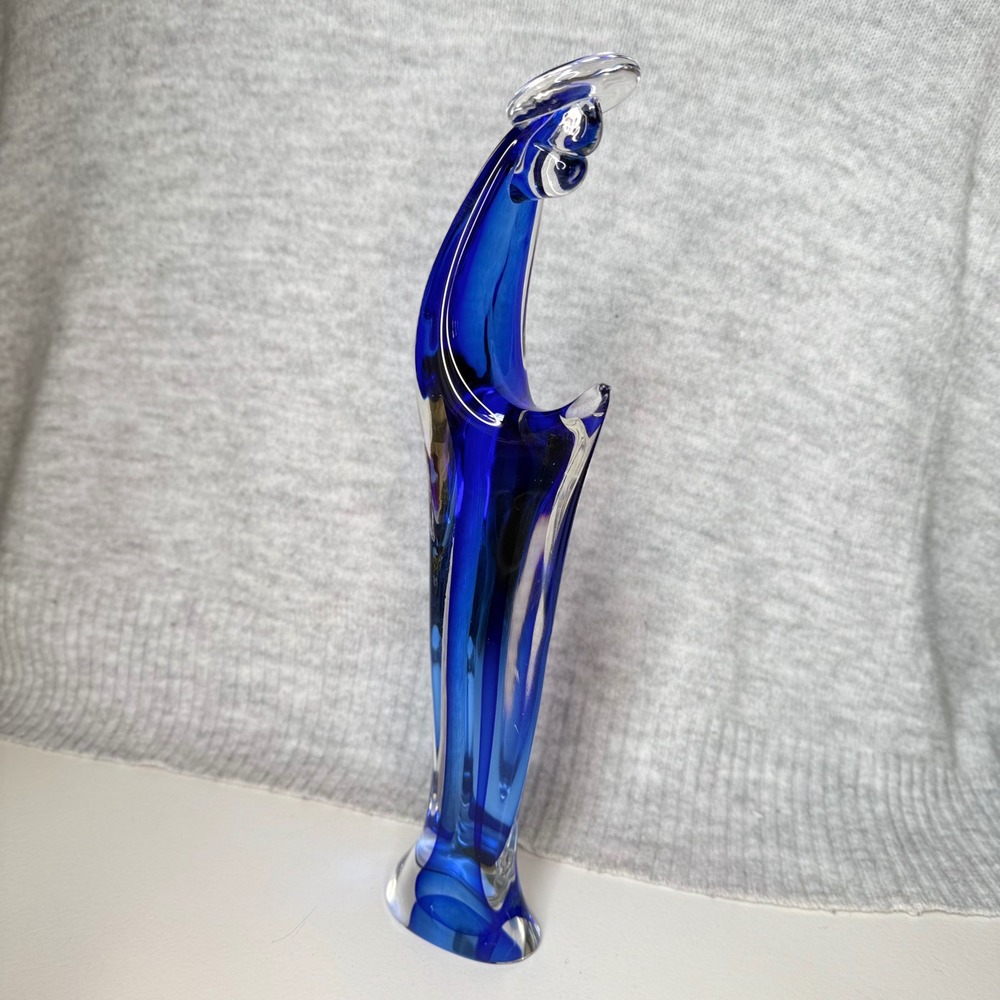 Vintage Cobalt Blue Sommerso Art Glass Abstract Madonna Figurine Sculpture 12.5" - Picture 11 of 11